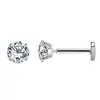 Material de Titanio G23 Garras Cuatro Zirconia Barra Espalda Plana Clavo para Oreja Clavo para Cartílago Nasal Clavo Coclear Joyería para Piercing Pendientes