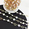 Cadena de Cobre Chapada en Oro de 18 Quilates para Collar de Joyería DIY Cadena Retorcida de Perla de Cristal Flor de Ciruelo Fuerte Retención de Color Cadena para Accesorios de Moda Piezas de Cadena
