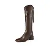 Deseo comercio exterior Europa y Estados Unidos botas de punta cuadrada botas altas con botas 43 botas de caballero nuevas 33 cuadradas con botas de talla grande negras mujer