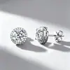 Pendientes de Cielo Estrellado de Moissanita, Redondos, Completamente Incrustados, Un Quilate, Plata de Ley S925, Pendientes Hip-Hop de Lujo Ligero para Hombres, Al por Mayor en Stock