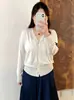 Cárdigan de punto juvenil con cuello en V para mujer talla grande, estilo otoño 2026, para mujeres talla grande, chaqueta a rayas de bloqueo de color estilo universitario
