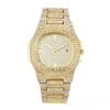 Hiphop super cool hip hop diamante relógio rap masculino pulseira de quartzo calendário gypsophila pulseira de aço relógio diamante completo atacado
