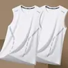 Chaleco sin mangas de cuello redondo con sensación de hielo, seda de hielo, top de verano para correr, chaleco deportivo para hombre, camiseta sin mangas de secado rápido