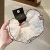 Goma para el pelo de encaje bordado estilo francés de cuatro capas para mujer, Diadema de malla suave de alta gama para moño, Accesorio para el cabello