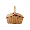 Cesta de Piquenique de Vime Transfronteiriça, Cesta de Armazenamento Dupla Abertura em Rattan em Formato de Casa, Cesta de Armazenamento para Passeio ao Ar Livre e Piquenique