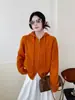 Novo Cardigã com Capuz e Zíper Duplo Outono/Inverno para Mulheres, Estilo Solto e Preguiçoso, Malha de Cor Sólida, Jaqueta Suéter de Manga Longa