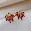 Brincos de Ano Novo Fogo de Artifício com Agulha de Prata e Gota de Óleo Vermelho, Luxo Leve, Alto Padrão, Elegantes, Delicados, Versáteis para Mulheres, Estilo de Nicho