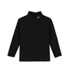 Camiseta básica de terciopelo cepillado con cuello medio para niños y niñas, primavera y otoño, suéter básico de manga larga, cuello semialto, todo a juego