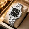 2026 Novo Modelo Quadrado Patek Moda Calendário Pulseira de Aço Masculino Negócios Transfronteiriço Cronógrafo Moda À Prova D'água Relógio de Quartzo