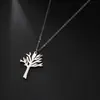 Acero Inoxidable Árbol de la Vida Acero de Titanio Joyería Simple Moderna Rama Metálica Espino Amor Collar Popular para Mujer