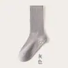 Calcetines de Yoga Profesionales Antideslizantes para Mujer de Media Caña Algodón Color Puro Sin Costuras Pilates Fitness Tubo Largo Deportivos Antideslizantes para Piso