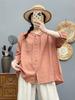 Camisa Feminina Solta Casual de Manga Três Quartos Verão 2025 Cool Rayon Estampa Escura Camisa Slim 2226