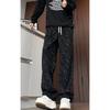 Pantalones de pana teñidos anudados rectos holgados nuevos para hombre Primavera y Otoño 2025 Pantalones de pierna ancha modernos Pantalones casuales modernos de talla grande para hombre