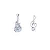 Gato Antiguo Ning Blanco Violín Guitarra Linda Nota de Guitarra Diseño Diamante Brillante Instrumento Musical Asimétrico Pendientes Pequeños