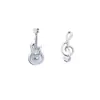 Pendientes Creativos Lindos de Nota Musical de Guitarra Chunxiao para Mujer Negros Pequeños Asimétricos de Instrumento de Violín con Diamante Individual