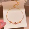 Pulseira geométrica de flor com zircônia cúbica banhada a ouro 18k real, uma peça de joalheria de design único e requintado, um acessório leve e versátil para mulheres