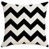 Funda de Almohada Geométrica de Lino Estampado en Blanco y Negro Simple Decoración Escandinava para Sala de Estar Almohada Oficina Cama Mesita de Noche