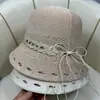 Nuevo Estilo Primavera/Verano 2024 Sombrero de Pescador Calado con Correa de Cadena, Ala Ancha Ajustable, Elegante Sombrero de Cubo con Ala Grande para el Sol