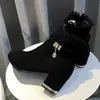 Botas Martin de tacón de terciopelo mate para otoño e invierno, versátiles 2026 moda negro nuevo estilo malla botines cortos para mujer