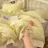 Nuevo Estilo de Otoño ins Juego de Cama de Encaje 100% Algodón Juego de Cuatro Piezas Funda Nórdica de Algodón Puro con Flores Pequeñas Sábana Juego de Tres Piezas para Dormitorio 4