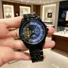 Novo Relógio Masculino de Moda Business com Movimento de Roda de Balanço Mecânica, Mostrador de Sol e Lua, Pulseira de Aço Inoxidável, Atacado de Relógios do Fabricante