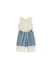 Boangxuan Huzhou Zhili Ropa Infantil Conjunto para Niña Estilo Bohemio Top Jeans de Pierna Ancha Conjunto de Dos Piezas de Verano para Niños