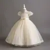 Vestido Largo para Niña Manga Abullonada Vestido Abullonado Vestido de Princesa Anfitrión Pequeño Cumpleaños Vestido de Boda Malla Verano