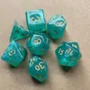 Set de 7 Piezas Dados Bicolor Poliédricos Juego de Mesa Set Cielo Estrellado Brillante Juego de Mesa Juego de Cartas Combinación Transfronteriza de Dados
