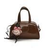 Primavera Nova Coreia do Sul Casual Nicho Portátil Bolsa Boston Simples Combina com Tudo Couro Encerado de Alta Qualidade Bolsa Transversal