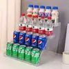 Estante de Exhibición para Bebidas de Escritorio Transparente Acrílico Escalonado Estante de Exhibición Snacks Jugo Estante de Almacenamiento Multicapa Estante de Supermercado