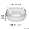 Tigela de Vidro Martelado Estilo Japonês, Tigela Quadrada Transparente Pintada de Dourado para Salada, Tigela e Hashis, Prato de Sobremesa Cor Âmbar com Borda Dourada Prato de Frutas Presente