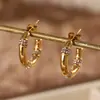Pendientes Transfronterizos Europeos y Americanos, Pendientes Simples y de Lujo con Forma de C, Pendientes de Moda de Acero Inoxidable Chapado en Oro de 18 Quilates, Pendientes Versátiles para Mujer