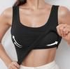 Desgaste Exterior Transfronteiriço plus size Cor Sólida Estilingue Desgaste Exterior Roscado U-pescoço Ombro Largo Cinto Colete com Almofada no Peito Top Sem Mangas de Verão Feminino