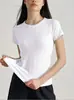 Lulu Manga Curta Esportiva Roupa de Yoga Pilates Fitness Verão Secagem Rápida Camiseta Feminina Yoga Slim Top de Treino