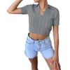2026 Primavera/Verano Europeo y Americano Amazon Tops de Moda Sexy con Cuello en V de Manga Corta Ajustados