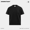 Camiseta de Manga Corta para Hombre Zoewatson, Peso Pesado 210g, Algodón Mercerizado Simple, Hombro Normal, Estilo Americano Verano, Top Versátil de Cuello Redondo