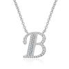 Ventas Directas de Fábrica Collar de Plata 925 26 Letras Inglesas Estilo Simple Ins con Letra Mayúscula con Incrustaciones de Diamantes Nombre Cadena Clavicular Colgante para Mujer