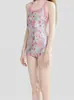 Maiô de Uma Peça Feminino para Competição Perna Curta Estilo Novo Man Hua Yun Piscina Especial Fonte Termal Super Bonito