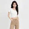 Top Corto Retorcido Estilo Coreano Ins Spicy Girl con Cuello Redondo y Mangas Raglán para Mujer, Verano 2026 Nuevo Top Ajustado Delgado Adelgazante de Puro Deseo