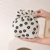 Bolsa de Almacenamiento Ligera Nueva Estampada con Cordón Transfronteriza, Bolsa de Maquillaje Acolchada Estilo Coreano Floral con Cordón de Gran Capacidad