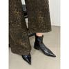 Botines de Punta para Mujer Otoño e Invierno 2025 Botines Nuevos Tacón Grueso Botines para Mujer Nicho Botines Ajustados Botas de Tacón Alto