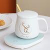 Taza de Recuerdo, Taza de Temperatura Constante, Taza de Cerámica, Taza de Café de 55 Grados, Vaso de Agua para Pareja con Tapa y Cuchara, Regalo de Empresa