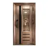 Puerta de Aluminio Fundido Artístico Estilo Chino Imitación Cobre Aluminio, Puerta de Entrada de Lujo para Villa Totalmente de Aluminio, Puerta de Patio No Estándar, Personalización de Fábrica OEM