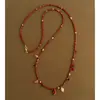 Collar de Piedra Natural Tejida Secreto, Diseño de Nicho, Colgante Metálico de Lujo Ligero, Cadena Tejida para Suéter, Cadena para Clavícula