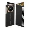 Adecuado para Huawei Mate XT2, este estuche para teléfono cuenta con una tapa abatible chapada, un diseño de ventana, una bisagra de doble eje, una función de suspensión/activación y es a prueba de golpes, y está hecho de cuero