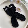 Medias de primavera para niños, color cacao, con borde de oreja y etiqueta con letras, decorativas, para bebés y estudiantes.