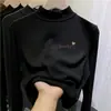 Roupa de baixo infantil dupla face com forro de fleece, estilo outono/inverno, gola alta, camiseta de manga longa escovada para meninas, roupa quente para bebês e crianças pequenas