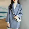 Abrigo de Lana para Mujer 2025 Invierno Nueva Moda Estilo Coreano Corte Holgado Adelgazante Versátil Elegante Abrigo de Lana Básico Versátil