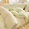 Juego de ropa de cama de cuatro piezas 100% algodón, algodón puro, nuevo estilo 2026, diseño fresco y sencillo, adecuado para habitaciones de estudiantes, incluye sábana bajera y funda de edredón, juego de tres piezas, para todas las estaciones