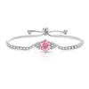 Tiktok Venta Caliente Pulsera de Piedras Preciosas Coloridas Corte Milenio Rosa Incrustada con Diamantes de Alto Carbono Súper Brillantes Transfronteriza Europea y Americana Tiktok Dropshipping